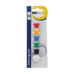 Магнити Office Point Ф20 mm 6 бр. в блистер, Цветен микс Магнити Office Point Ф20 mm 6 бр. в блистер, Цветен микс