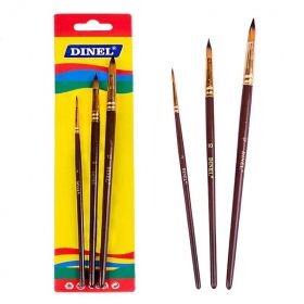 Четки за рисуване Dinel Кръгли, блистер 3 броя N2/10/12 Четки за рисуване Dinel Кръгли, блистер 3 броя N2/10/12